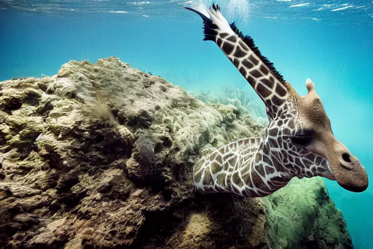 Image similar to underwater photo of a jiraffe by national geographic