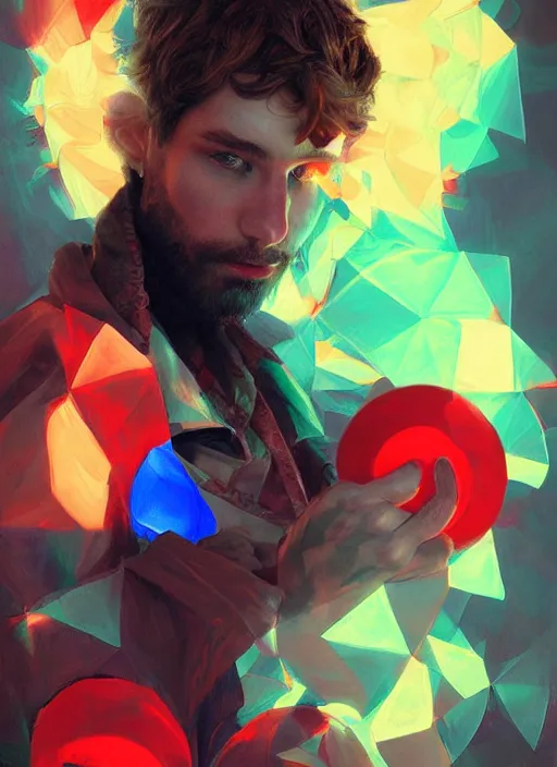 Image similar to digital _ painting _ of _ person juggling colourful _ by _ filipe _ pagliuso _ and _ justin _ gerard _ symmetric _ fantasy _ highly _ detailed _ realistic _ intricate _ port