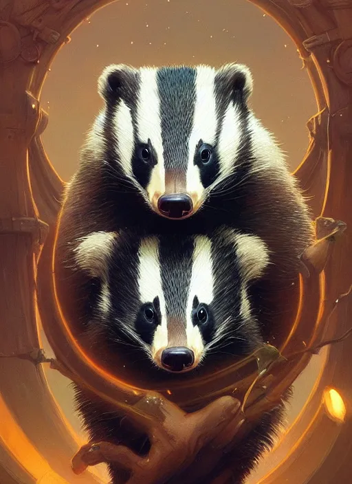 Prompt: highly detailed portrait of a cute badger, unreal engine, fantasy art by greg rutkowski, loish, rhads, ferdinand knab, makoto shinkai and lois van baarle, ilya kuvshinov, rossdraws, tom bagshaw, alphonse mucha, global illumination, radiant light, detailed and intricate environment