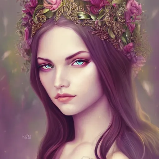 Image similar to portrait of beautiful elvish goddess , 8k, highly detailed, sharp, realistic, in style of Anna Dittmann