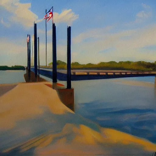 Image similar to beautiful painting of sargent texas bridge by olaf krans