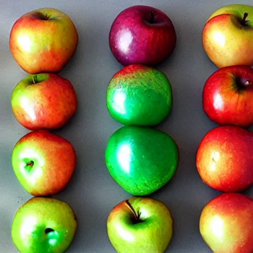 Image similar to rainbow metallic apples, cookbook photo