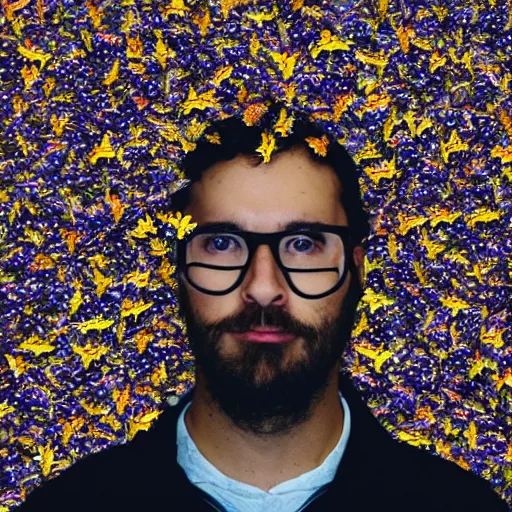 Prompt: a man covered in butterflies, dslr photo, high definition, award winning.