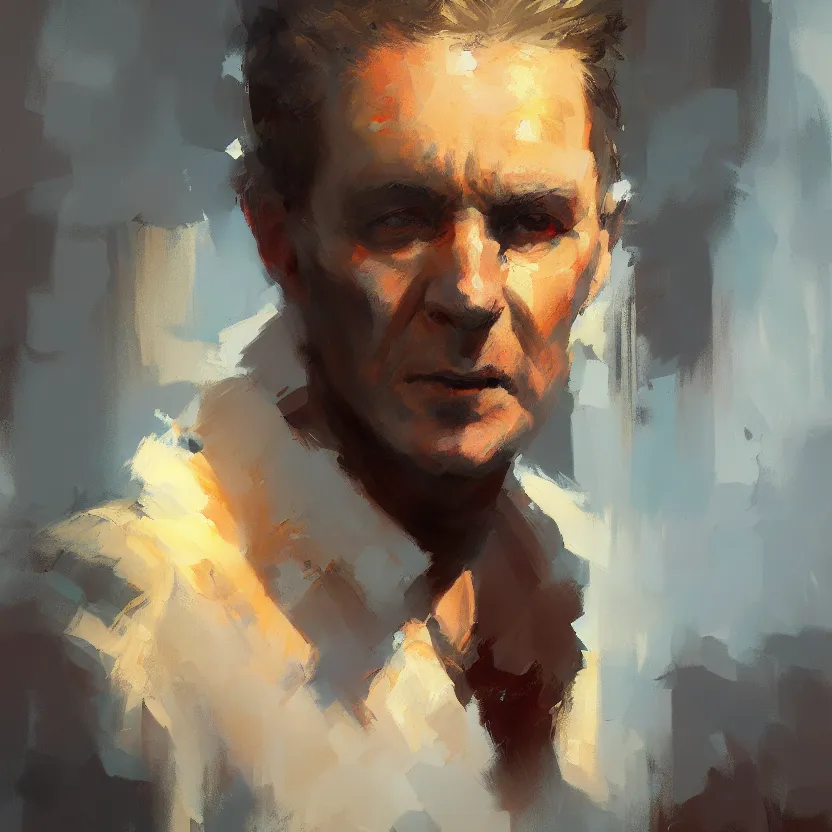 Prompt: A beautiful character portrait painting by Craig Mullins