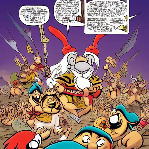 Image similar to A page from the most recent Asterix comic book