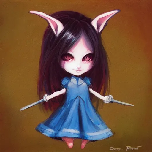 Prompt: “ original chibi bunny girl by brom, don punchatz ”