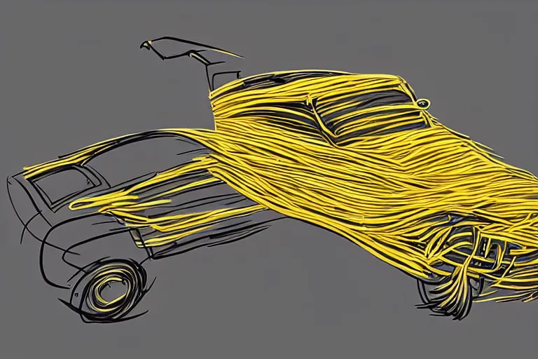Prompt: car made of spaghetti, concept art