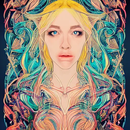 Image similar to a portrait of an incredibly beautiful, colorful, graceful, elegant, and sophisticated young blonde girl made of garlic, an ultrafine detailed illustration by james jean, intricate linework, bright colors, final fantasy, behance contest winner, vanitas, angular, altermodern, unreal engine 5 highly rendered, global illumination, radiant light, detailed and intricate environment