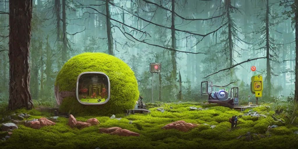 Image similar to moss terrarium, simon stalenhag, very coherent, 4 k,