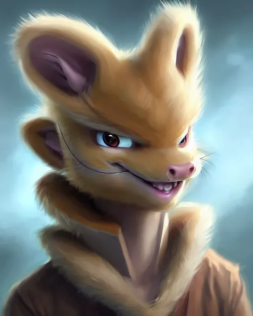 Image similar to character concept art of a cute young male anthropomorphic beige furry dragon | | cute - fine - face, pretty face, key visual, realistic shaded perfect face, fine details by stanley artgerm lau, wlop, rossdraws, james jean, andrei riabovitchev, marc simonetti, and sakimichan, trending on artstation