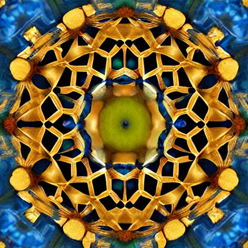 Image similar to ornate twisting three dimensional multilayered pattern vortex inside a hexagonal shape, intricate detail, complex, jade, gold, silver, obsidian