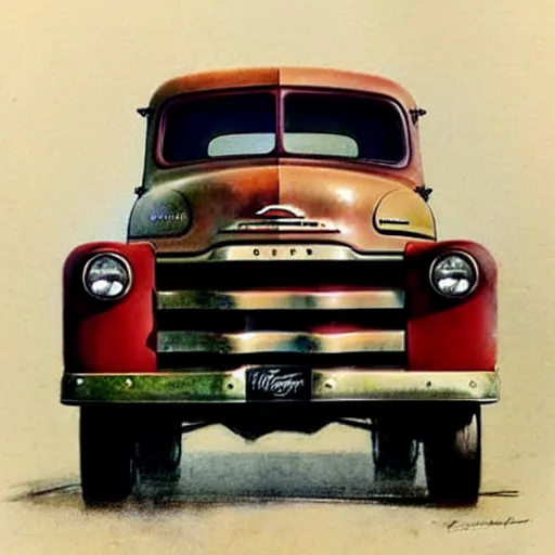 Image similar to (((((1950s pickup truck . muted colors.))))) by Jean-Baptiste Monge !!!!!!!!!!!!!!!!!!!!!!!!!!!