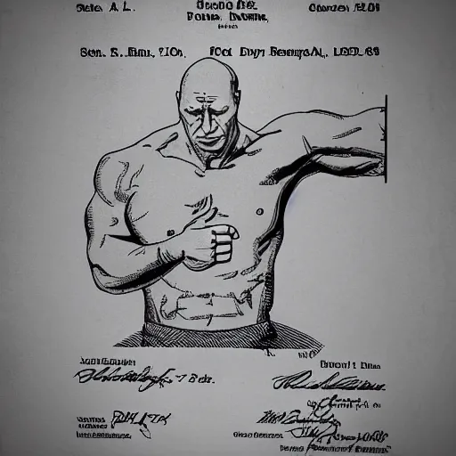 Image similar to dwayne johnson as a us patent drawing