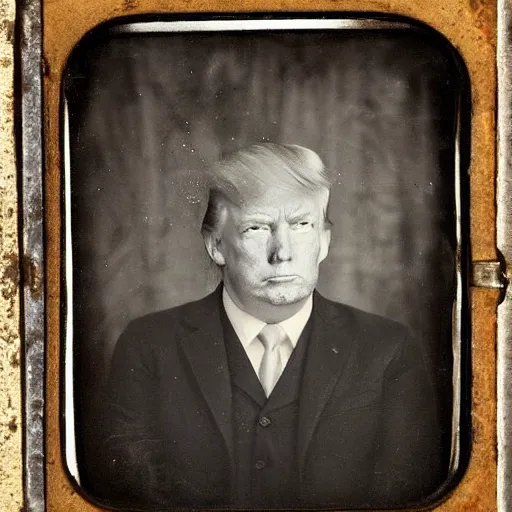 Image similar to tintype of donald trump corpse