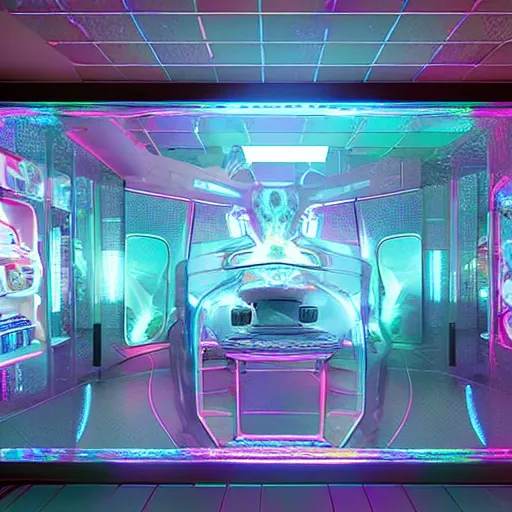 Prompt: alien shop, futuristic, holographic, 8k