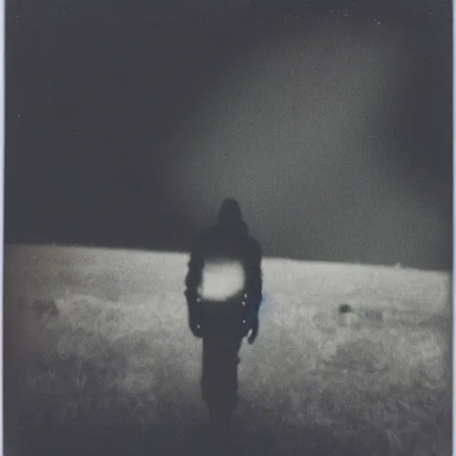 Prompt: Polaroid of a alien coming to encounter with the lost ones if they were in a dark zone