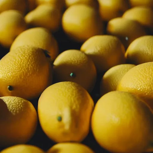 Prompt: a cinematic film still from a 2022 Pixar movie about anthropomorphic lemons, in the style of Pixar, shallow depth of focus