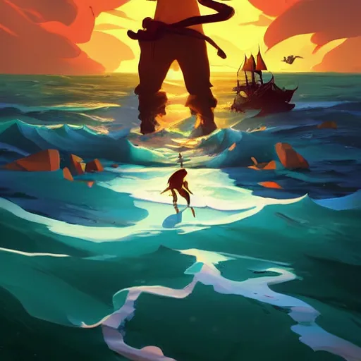 Image similar to painting treasure on sea of thieves game smooth median photoshop filter cutout vector, behance hd by jesper ejsing, by rhads, makoto shinkai and lois van baarle, ilya kuvshinov, rossdraws global illumination