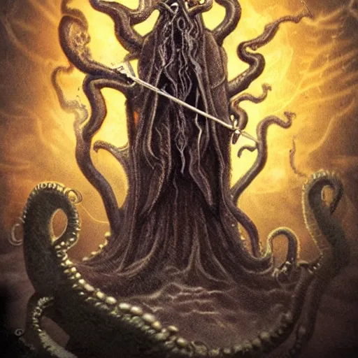 Prompt: lovecraftian old god with the hunting ground of everdreams