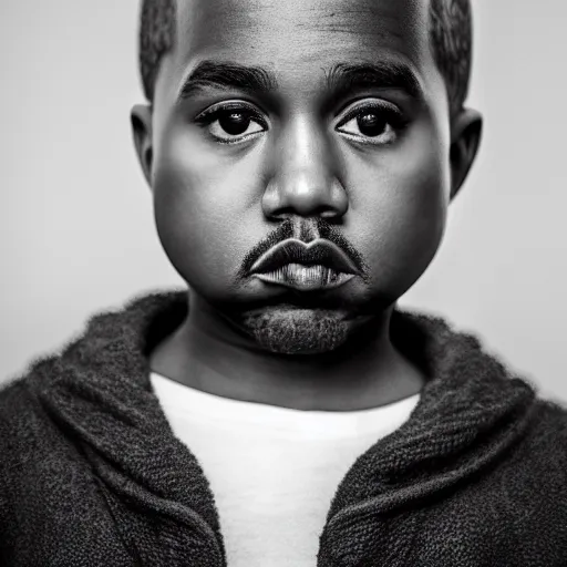 Prompt: the face of kanye west at 9 years old, portrait by julia cameron, chiaroscuro lighting, shallow depth of field, 8 0 mm, f 1. 8