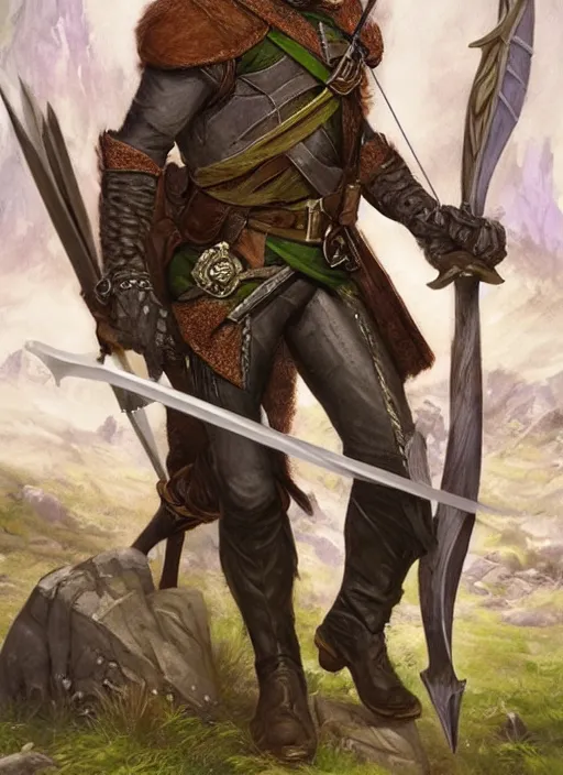 Image similar to archer robin hood, ultra detailed fantasy, dndbeyond, bright, colourful, realistic, dnd character portrait, full body, pathfinder, pinterest, art by ralph horsley, dnd, rpg, lotr game design fanart by concept art, behance hd, artstation, deviantart, hdr render in unreal engine 5