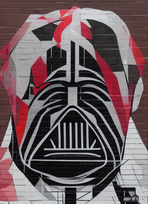 Image similar to portrait of darth vader, by sachin teng, organic, cables, matte painting, geometric shapes, hard edges! graffiti, street art