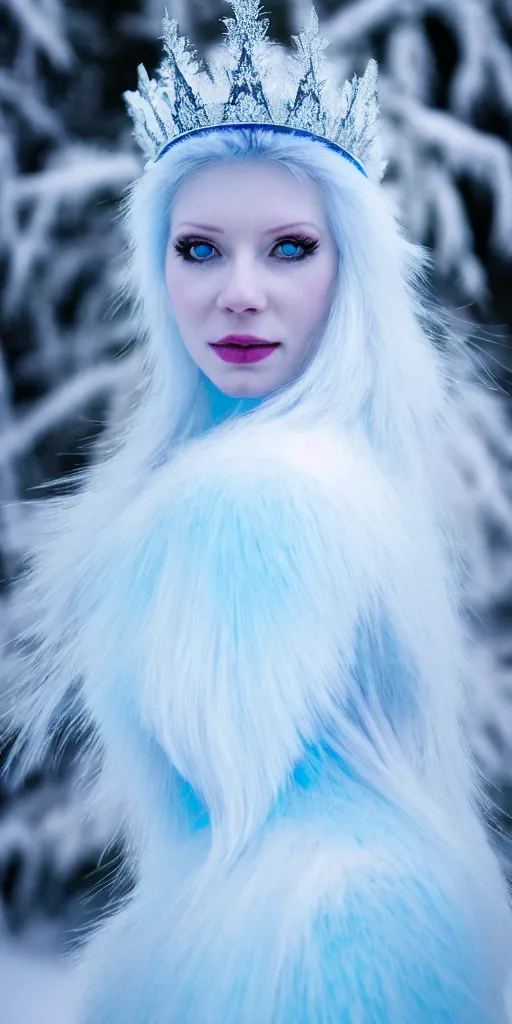 Image similar to photo of a real-life beautiful ice queen