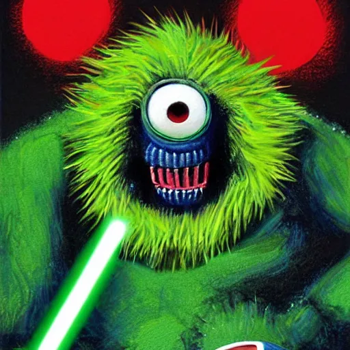 Prompt: a tennis ball monster, tennis ball, dark, chalky, star wars, digital art, fantasy, magic, trending on artstation, ultra detailed, professional illustration by Basil Gogos