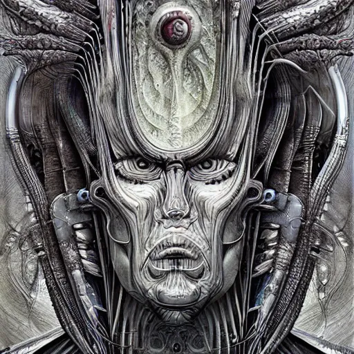 Prompt: a collaboration between hr giger and android jones