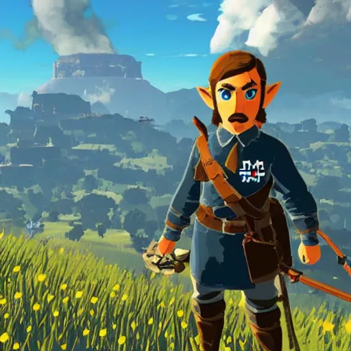 Prompt: adolf hitler in breath of the wild