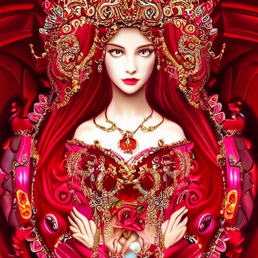 Prompt: princess of ruby, gorgeous, ornate, intricate, detailed, stunning, masterpiece, 4 k