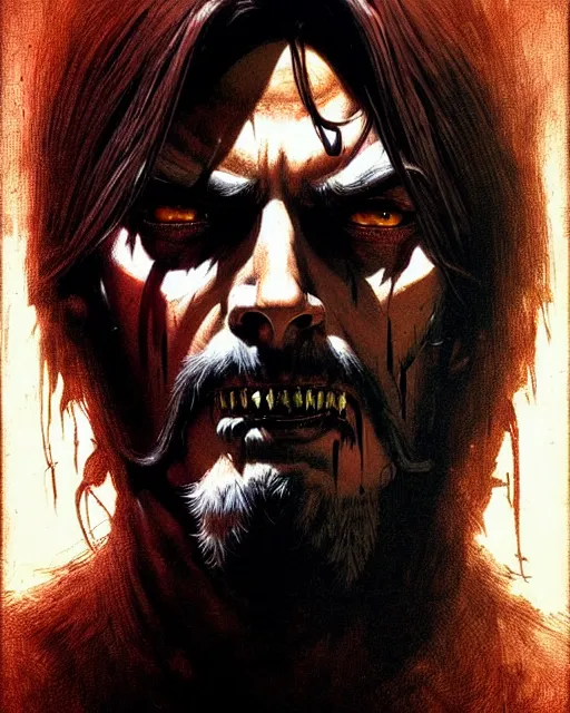 Image similar to mccree from overwatch, evil, crazed look in his eyes, character portrait, portrait, close up, concept art, intricate details, highly detailed, horror poster, horror, vintage horror art, realistic, terrifying, in the style of michael whelan, beksinski, and gustave dore