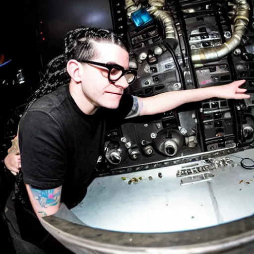 Prompt: skrillex in an actual boiler room