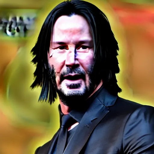 Image similar to Keanu Reeves expressing his disappointment over how bad Cyberpunk 2077 was