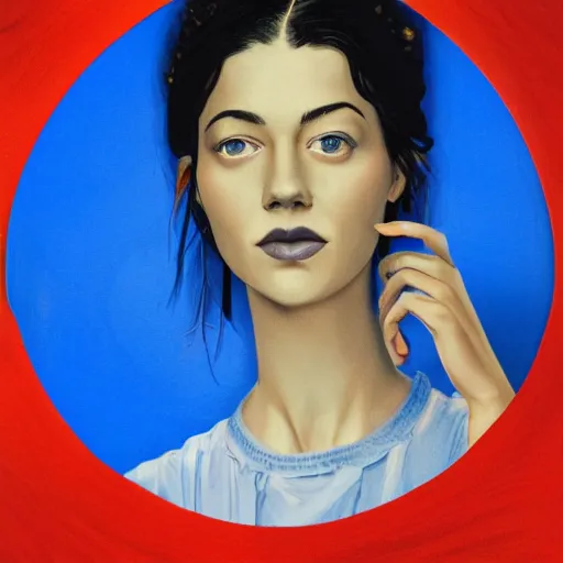 Image similar to a masterpiece portrait photo of a beautiful young woman who looks like a blue skinned mary elizabeth winstead, symmetrical face