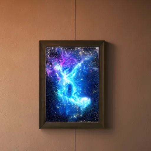 Image similar to realistic giant maine coon cat in space nebula art