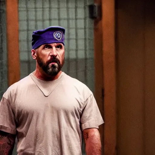 Image similar to prison mike looking tough, movie still