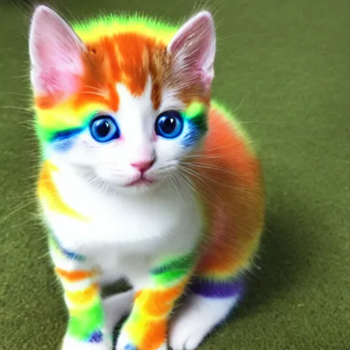 Prompt: rainbow kitten