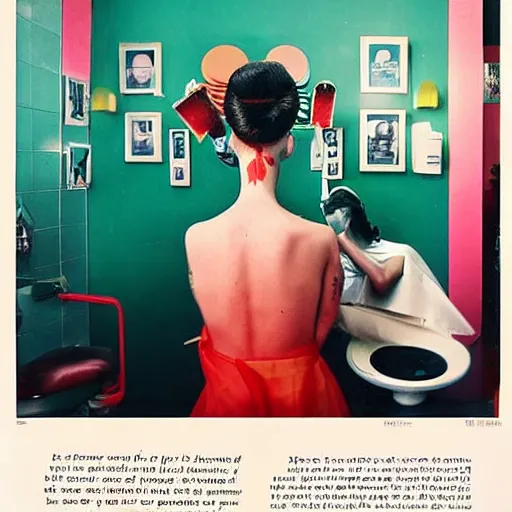 Image similar to a studio close - up portrait of a beautiful fashion model getting an haircut. surreal photograph, lo - fi, polished look, silly and serious, hermes ad, fashion photography, toiletpaper magazine, 3 5 mm photograph, colourful, by pierpaolo ferrari, maurizio cattelan, david lachapelle