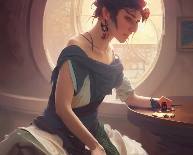 Image similar to photography of stuart davis, deep focus, d & d, fantasy, intricate, elegant, highly detailed, digital painting, artstation, concept art, matte, sharp focus, illustration, hearthstone, art by artgerm and greg rutkowski and alphonse mucha