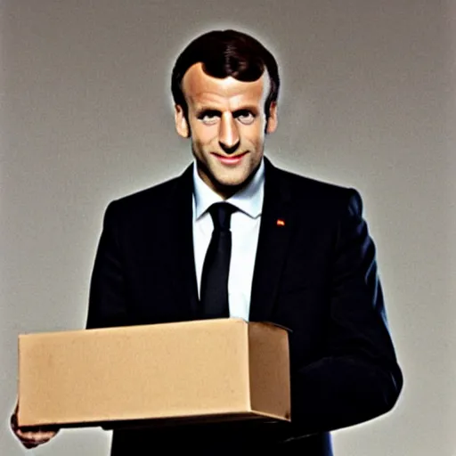 Image similar to Emmanuel Macron inside a shoe box American Psycho (1999)