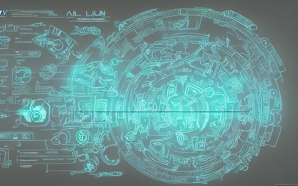 Image similar to alien glyphs hierarchical outline diagram, well designed futuristic software user interface for movie, great composition and information design, concept art, cinematic, trending on artstation, 4 k