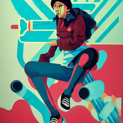 Image similar to Jet Grind Radio Painting by Sachin Teng, asymmetrical, Organic Painting , Hard Light and long shadows, Matte Painting, geometric shapes, hard edges, graffiti, street art, 300 dpi :2 by Sachin Teng:4