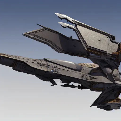 Image similar to a mechanized hawk with wings spread out, orthographic view, top down view, bottom view, side view, blueprints, mecha, jet fighter, space shuttle, robotic, highly detailed, artstation, super realistic, unreal engine