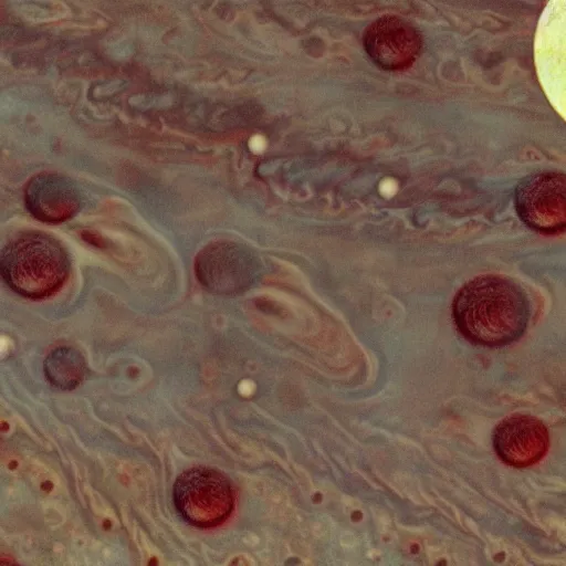 Image similar to japanese cherry field on the surface of jupiter