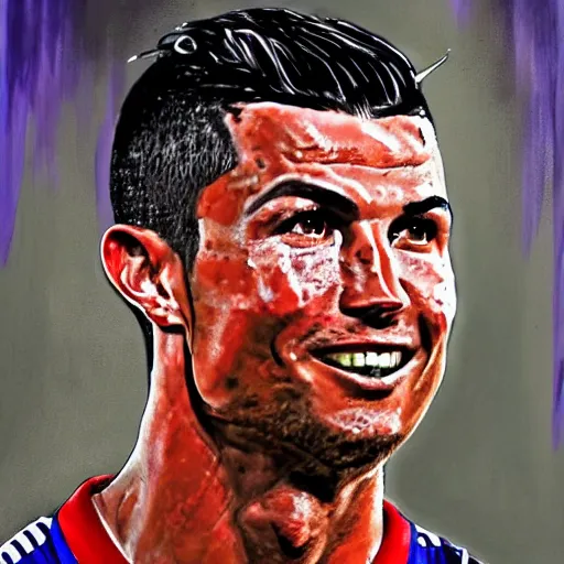 Image similar to painting portrait of cristiano ronaldo, high detail, high resolution