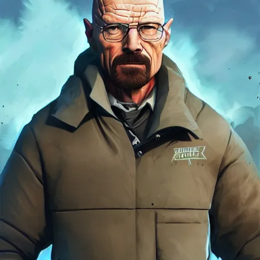 Image similar to walter white as a fortnite skin by greg rutkowski