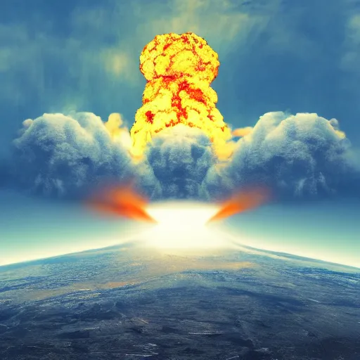 Image similar to nuclear explosion highly detailed 8 k, rule of thirds