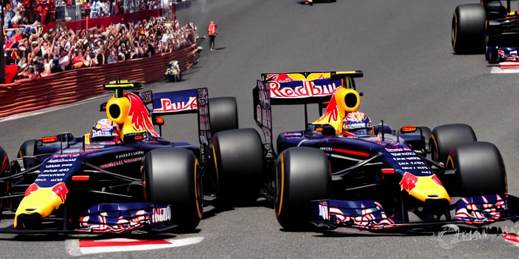 Image similar to an red bull formula one on the monaco grand prix, photography, high detailed