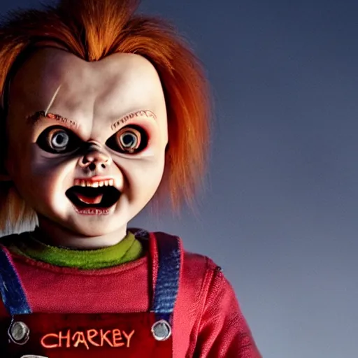 Prompt: Chucky the killer doll movie still 8k hdr scary lighting